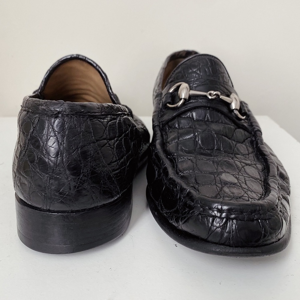 Gucci 1953 Classic Black Alligator Skin Silver Horsebit Loafers 41.5 G 8.5 9 US - Picture 2 of 12